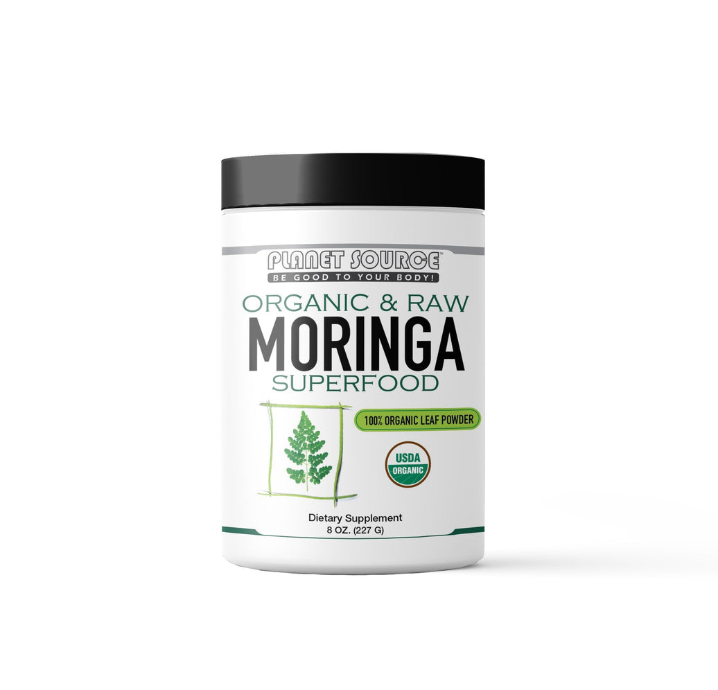 Planet Source Moringa Leaf Powder Organic & Raw Superfood 8 Oz.