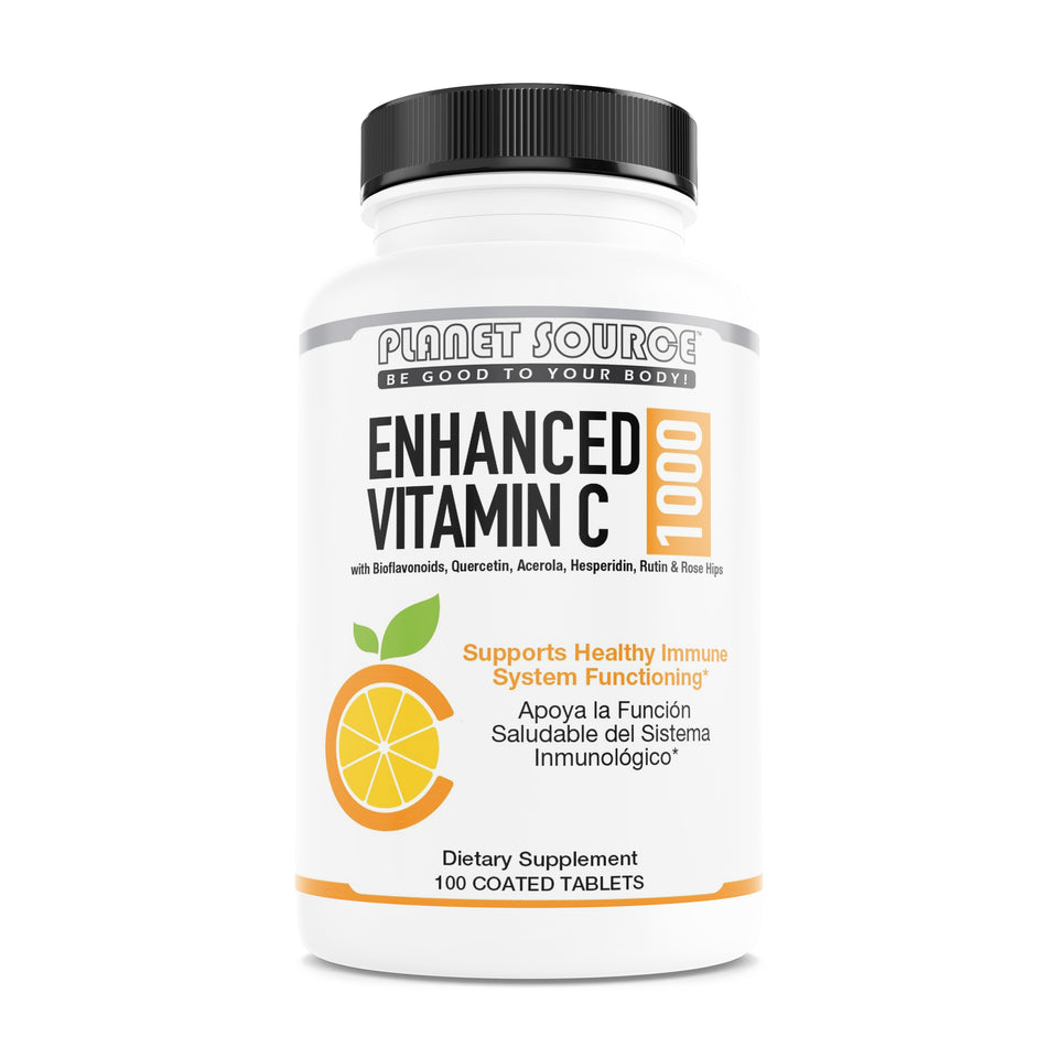 Enhanced Vitamin C 1000 with additional whole-food antioxidants such as quercetin, fisetin, acerola, hesperidin, rutin, and rose hips for a strong immune system