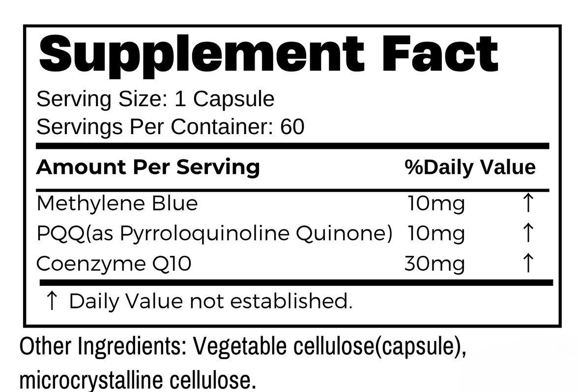 Methylene Blue + PQQ & CoQ10 Supplement