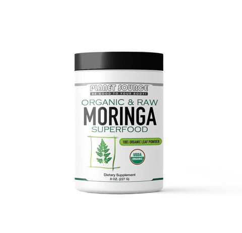 Planet Source Moringa Leaf Powder Organic & Raw Superfood 8 Oz.